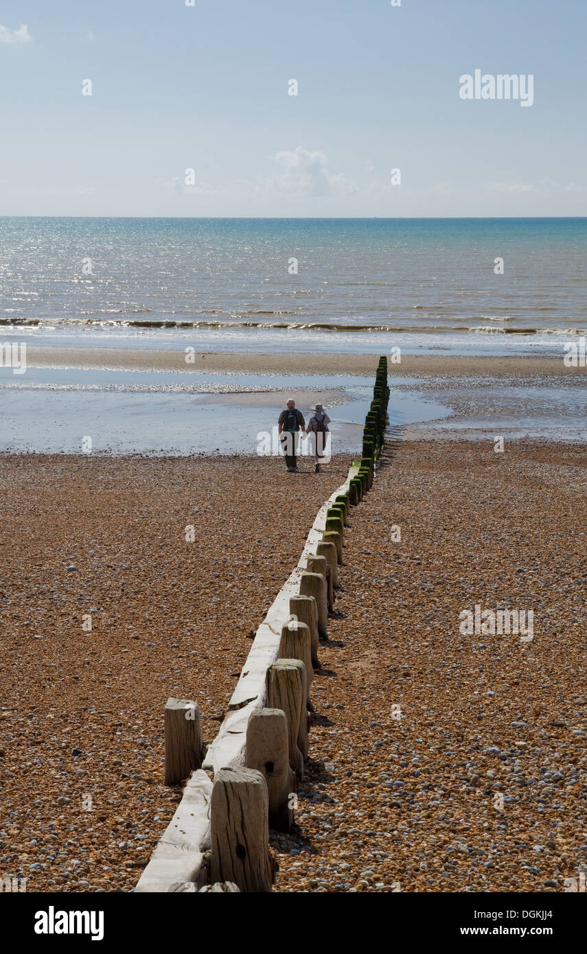 Vue vers la mer de Normands bay beach. Banque D'Images