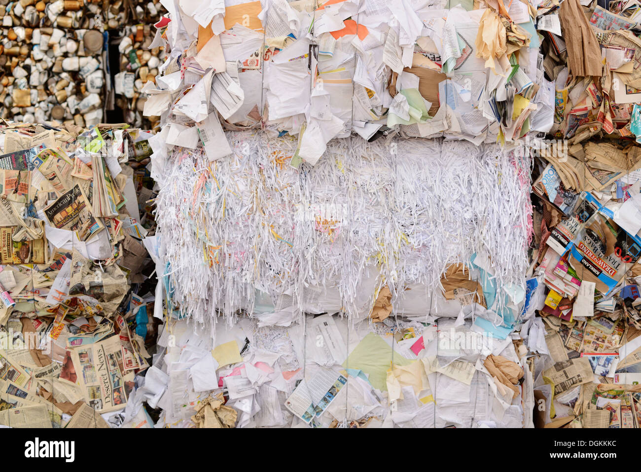 Balle de papier et les boîtes de recyclage à l'entreprise, dans l'Oregon. Banque D'Images