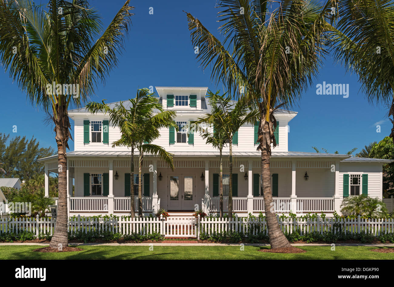 Une maison en bois dans la région de Boca Grande à Gasparilla Island, en Floride. Banque D'Images