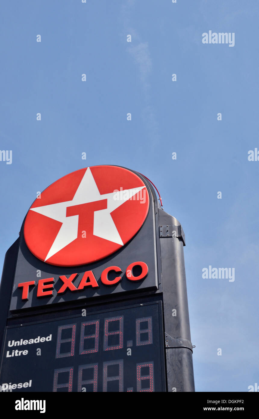 Station service Texaco signe et logo. Banque D'Images