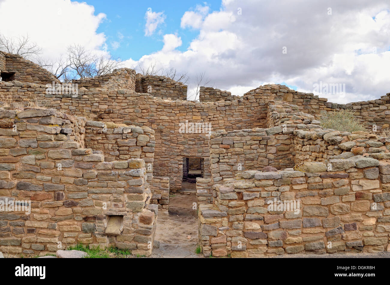 Règlement Anasazi historique, détail, Aztec Ruins National Monument, Aztec, Nouveau Mexique, USA Banque D'Images