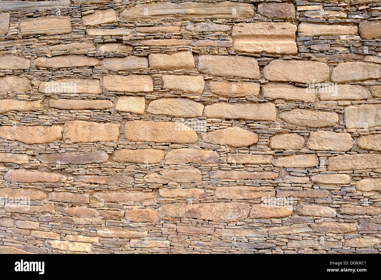 Détail mur historique, règlement, Chetro Ketl Anasazi, 950-1250 A.D, Chaco Culture National Historical Park, Nageezi, Nouveau Mexique Banque D'Images