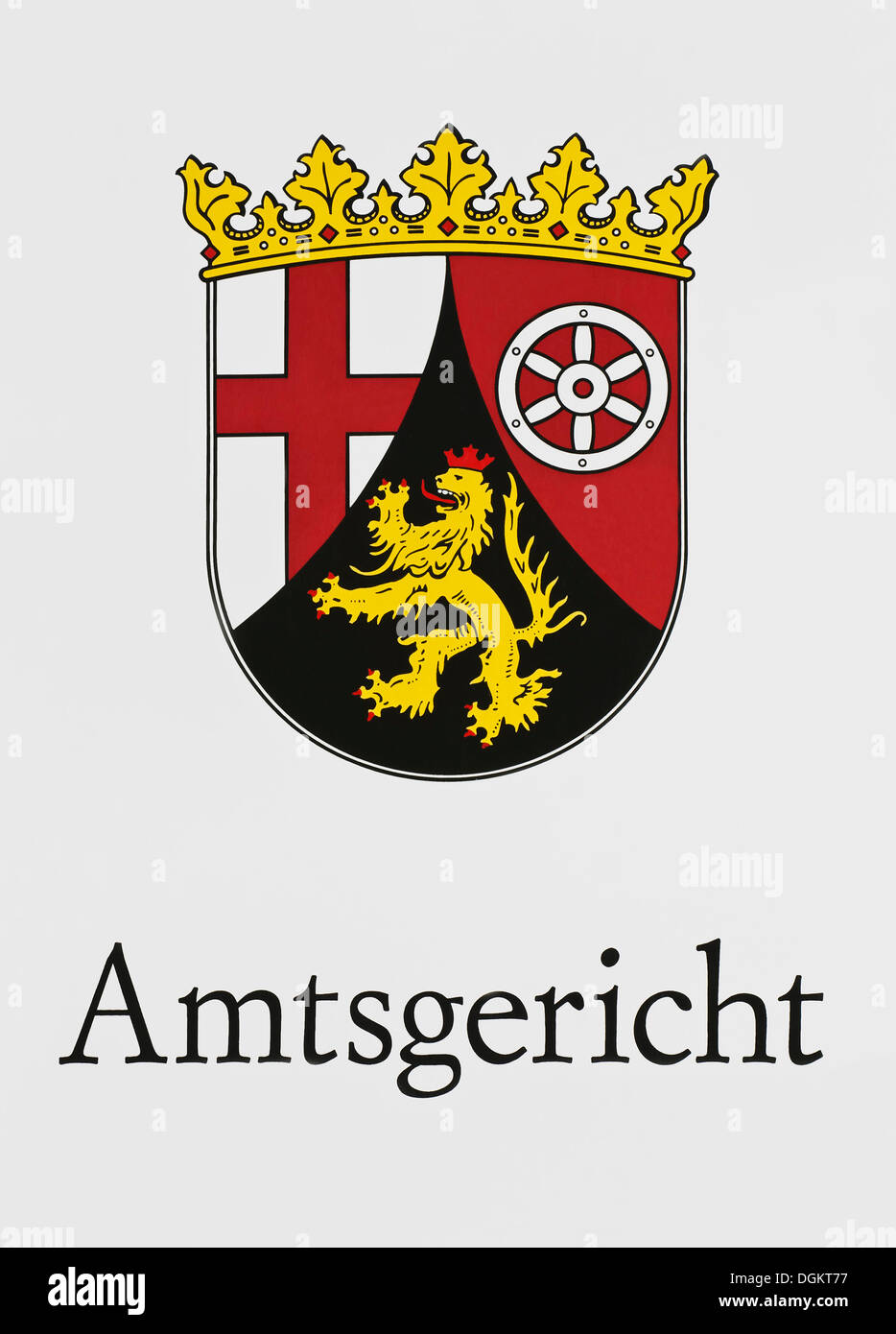 Signe, Amtsgericht, Allemand pour District Court avec les armoiries de Rhénanie-Palatinat Banque D'Images
