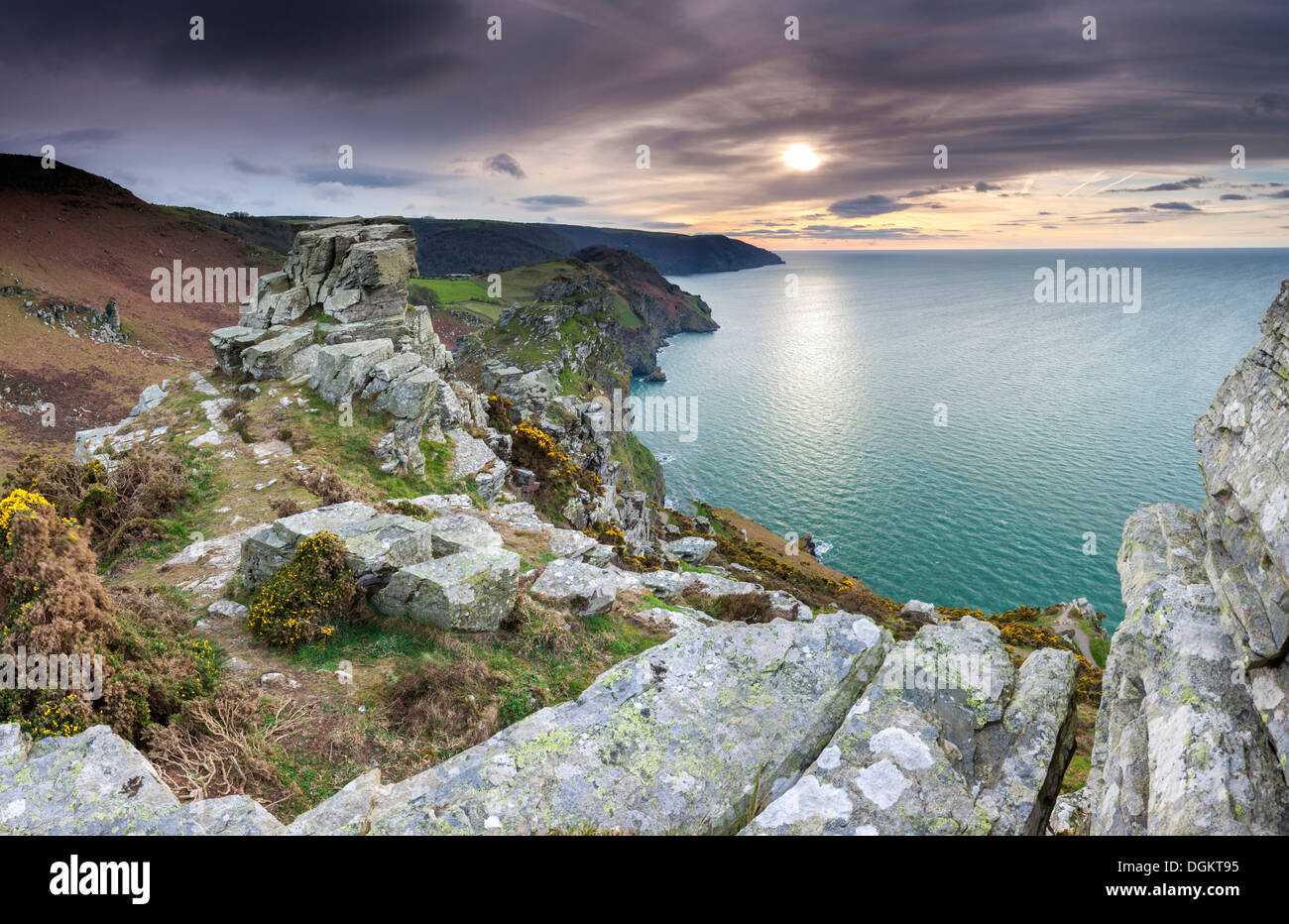 Vallée des roches dans le Parc National d'Exmoor. Banque D'Images