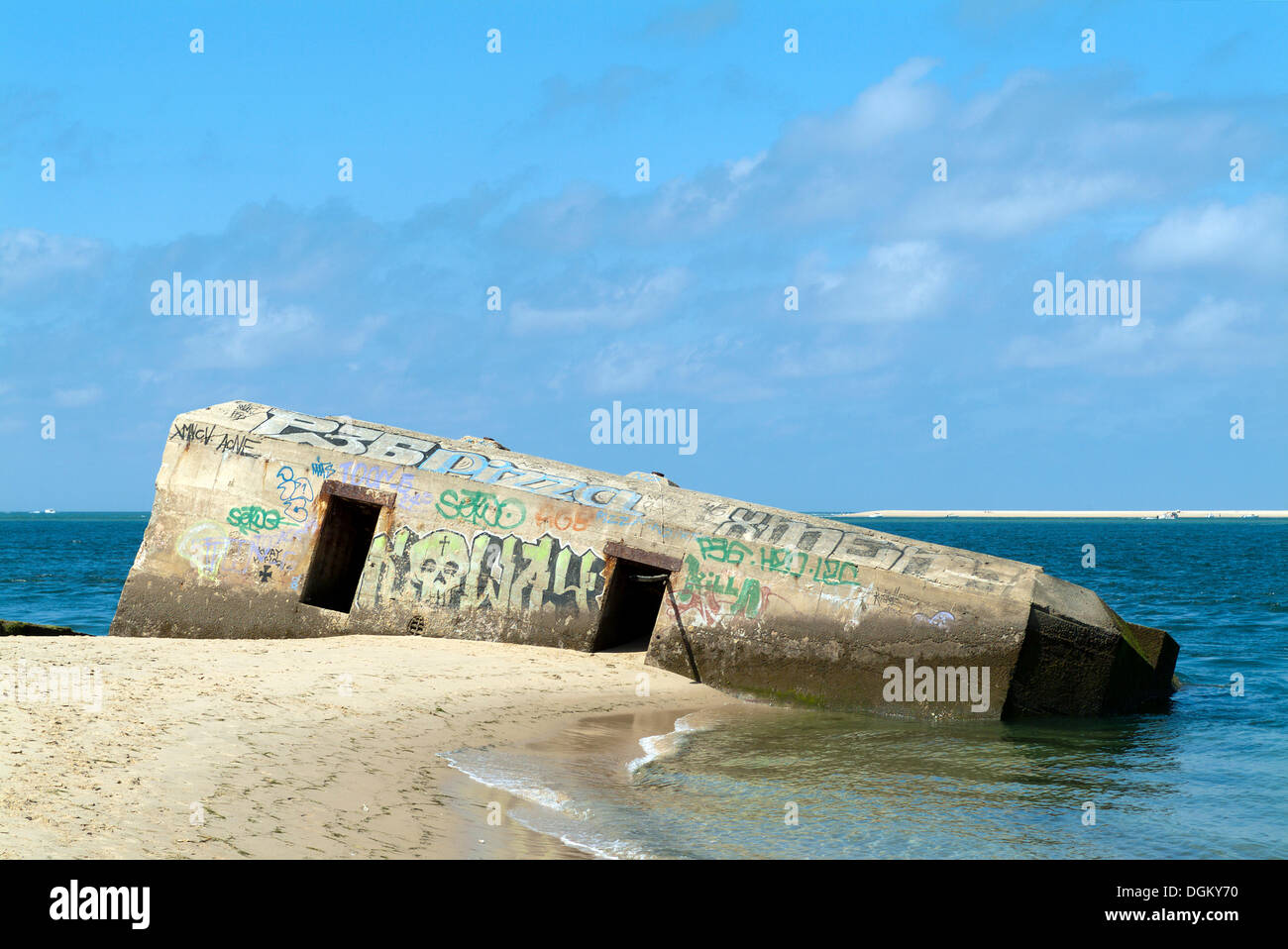 Bunkers allemands de sombrer dans l'océan Atlantique, Dune du Pyla, Arcachon, Gironde, Aquitaine, France, Europe Banque D'Images