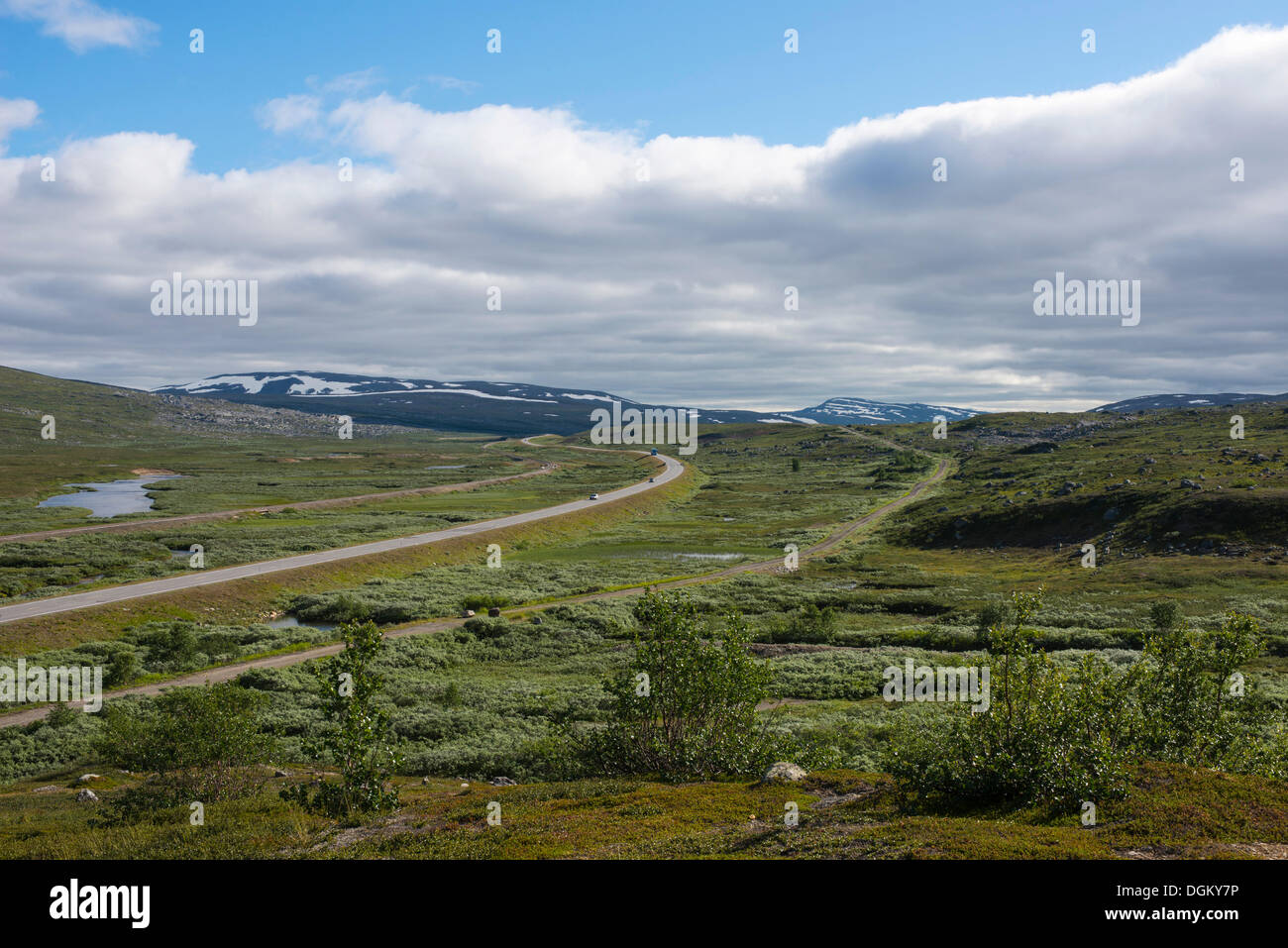 Vaste paysage dans le cercle arctique, la route européenne E6, à côté de la vieille route, Polarkreis, Nordland, Norvège du Nord, Norvège Banque D'Images