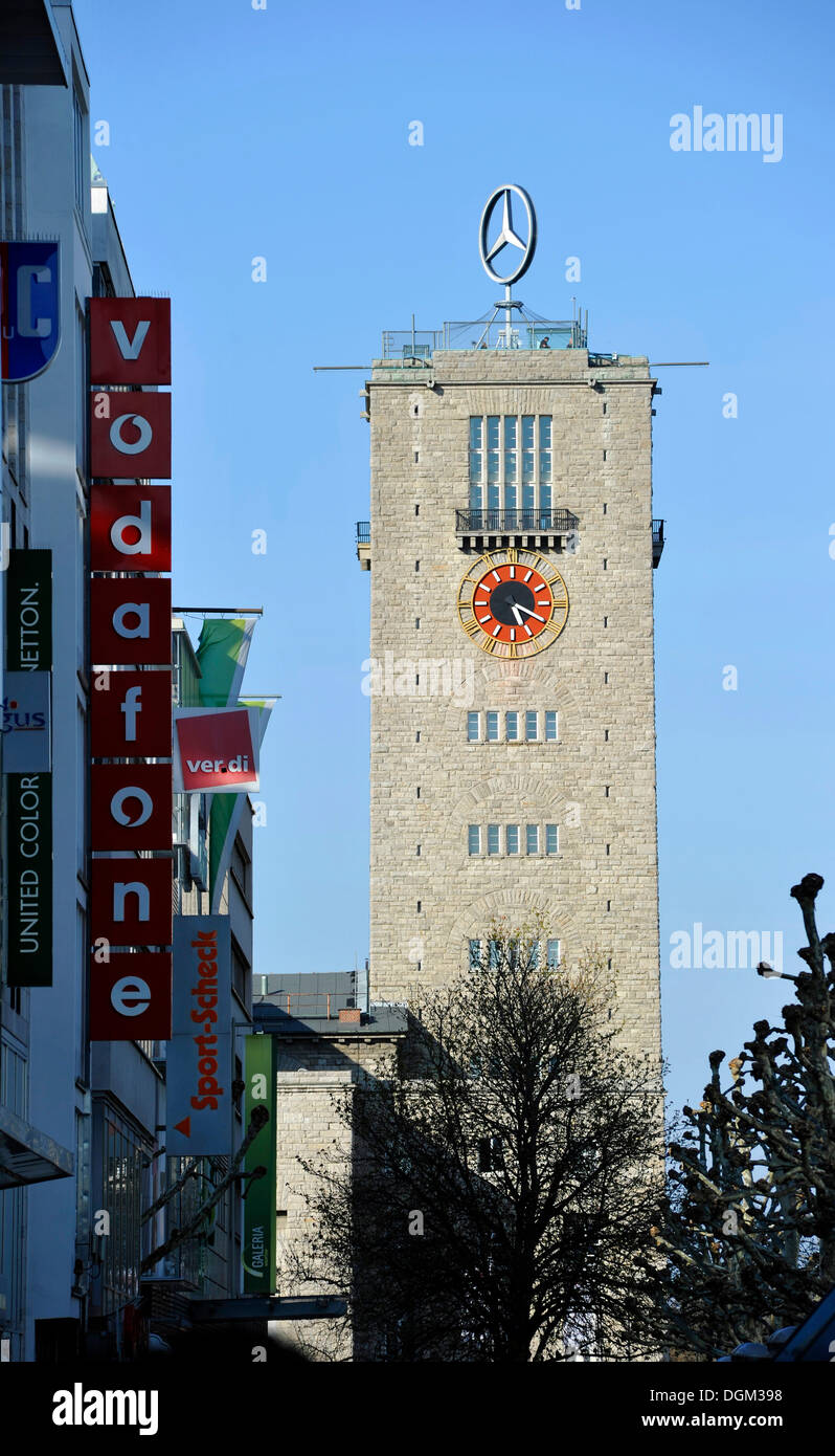Bahnhofsturm tower, gare centrale, Stuttgart, Bade-Wurtemberg Banque D'Images