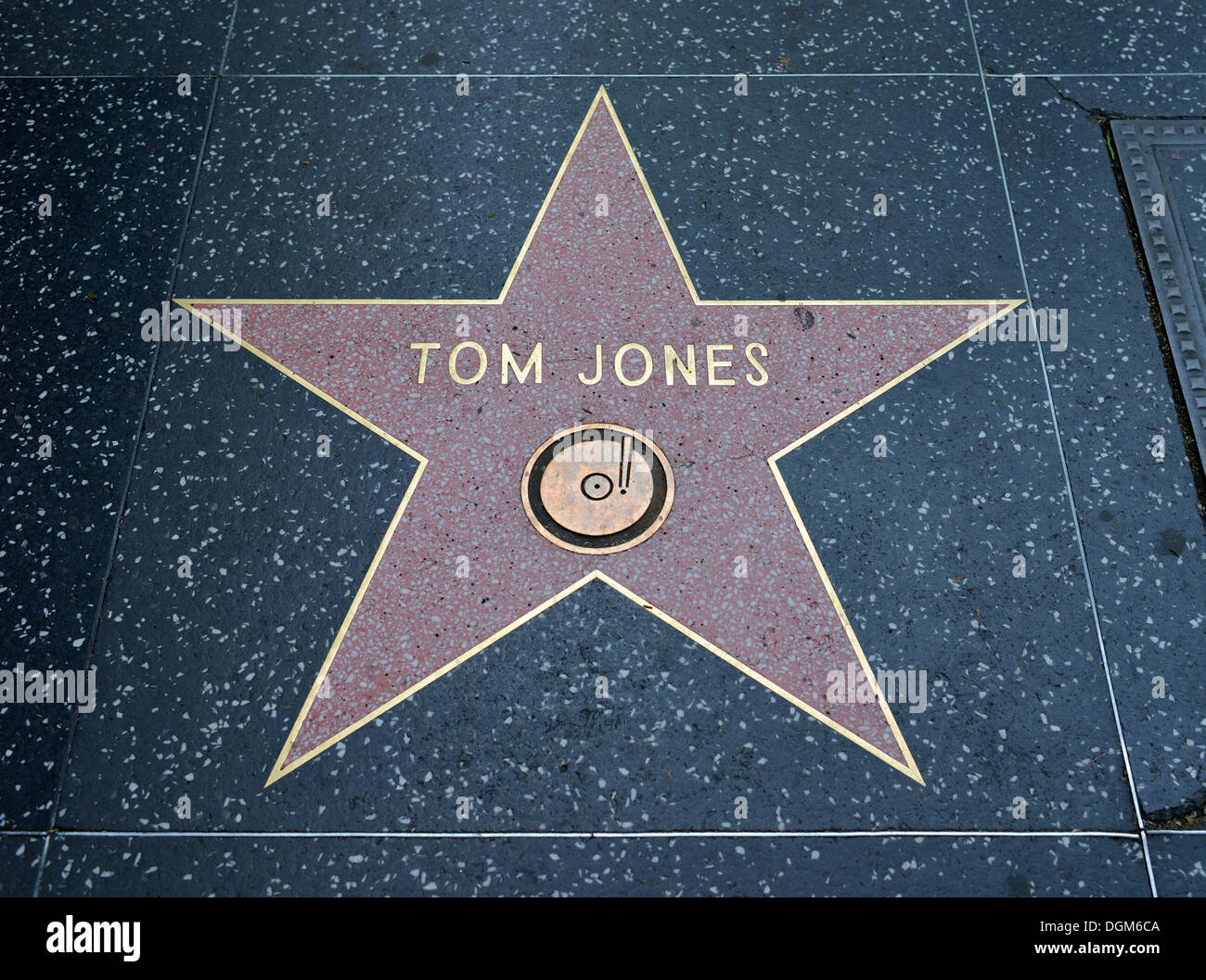 Terrazzo star pour le chanteur Tom Jones, catégorie musique, Walk of Fame, Hollywood Boulevard, Hollywood, Los Angeles, Californie Banque D'Images