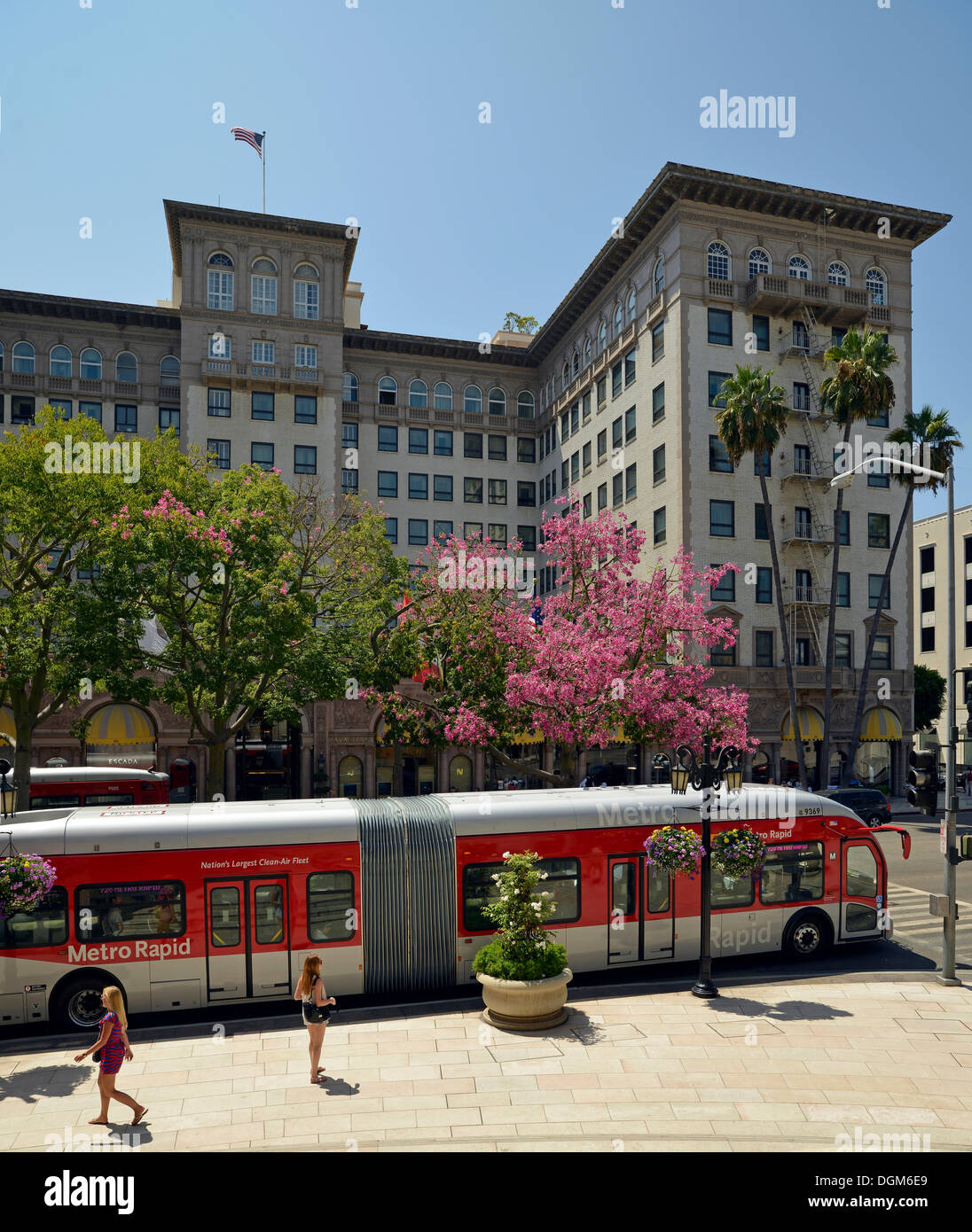 Beverly Wilshire Four Seasons Hotel, connu depuis le film 'Pretty Woman' Wilshire boulevard, Beverly Hills, Los Angeles Banque D'Images