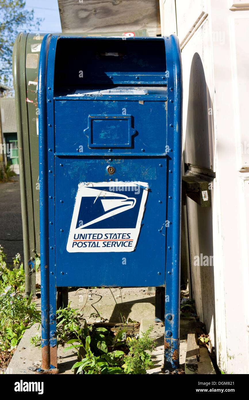Old Post box dans le Maine street, Bar Harbor, Maine, la Nouvelle Angleterre, USA Banque D'Images