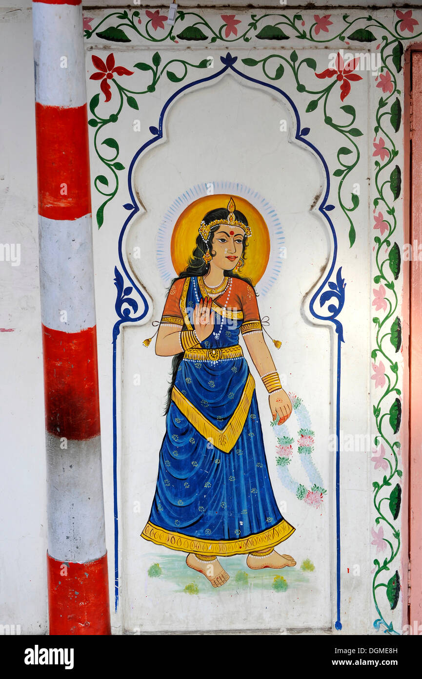 Fresque de la déesse Parvati hindou, Udaipur, Rajasthan, Inde du Nord, Inde, Asie du Sud, Asie Banque D'Images