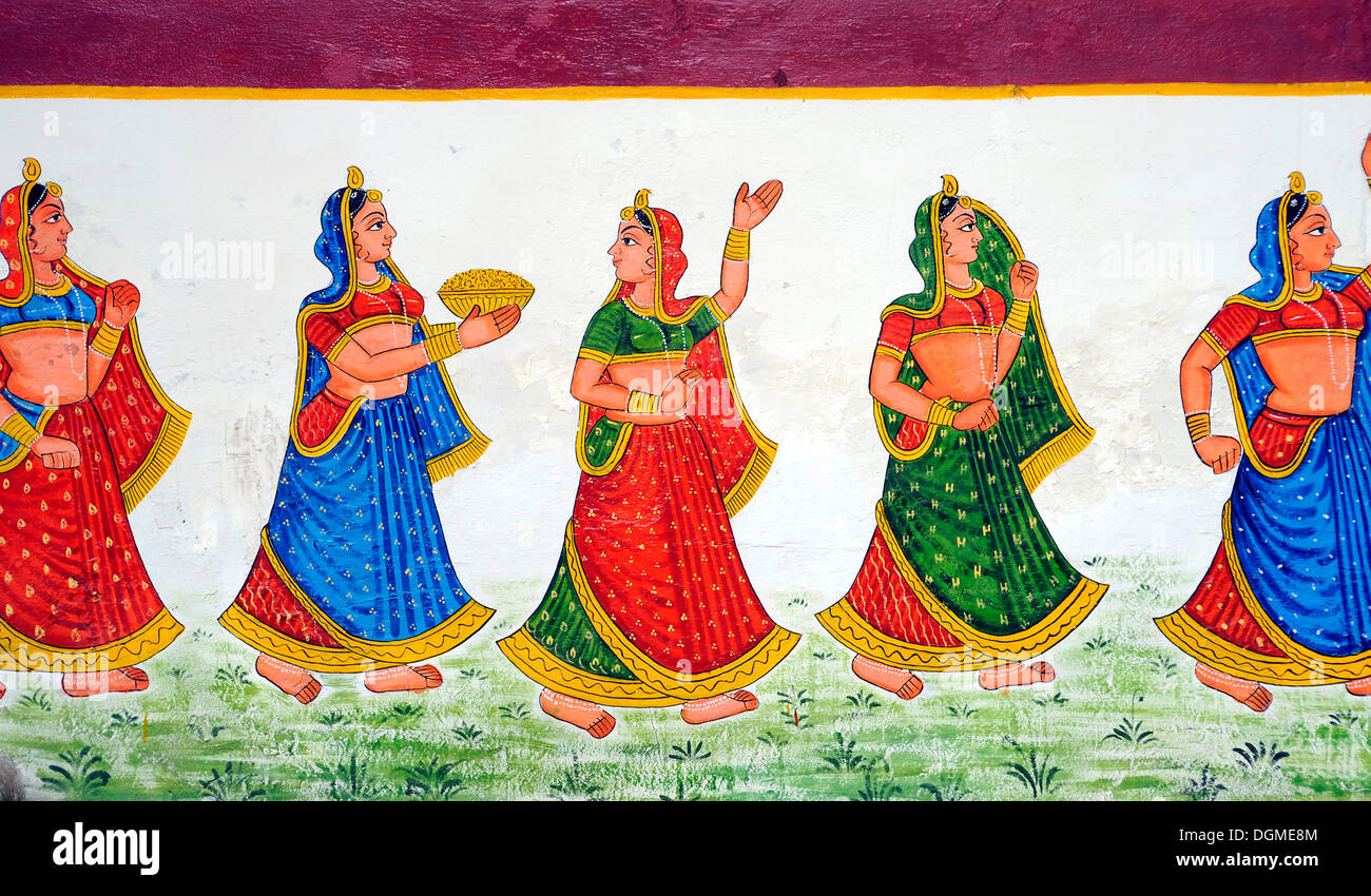 Murale, Udaipur, Rajasthan, Inde du Nord, Inde, Asie du Sud, Asie Banque D'Images