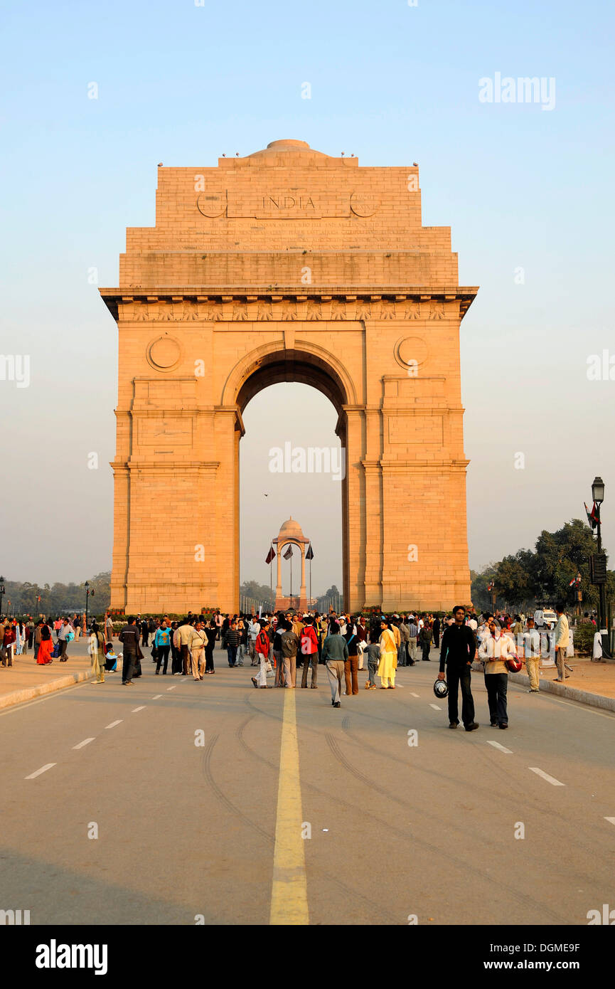 La porte de l'Inde, Monument commémoratif de guerre de l'ensemble de l'Inde, New Delhi, Delhi, de l'Uttar Pradesh, Inde du Nord, Inde, Asie du Sud, Asie Banque D'Images