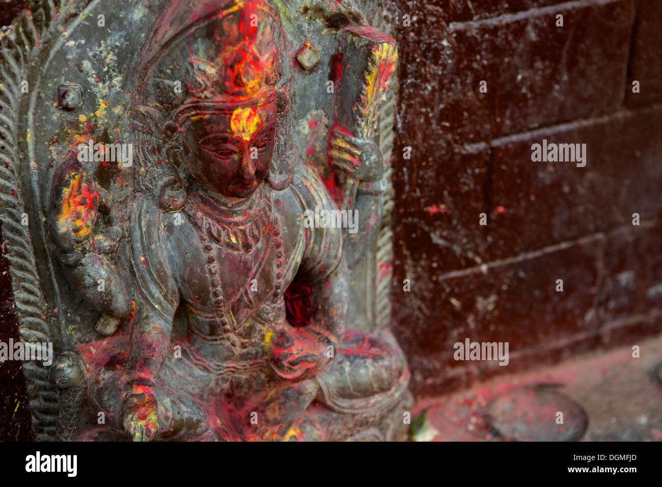 Dieu hindou au temple, Bandipur, Tanahu District, Népal, Asie Banque D'Images