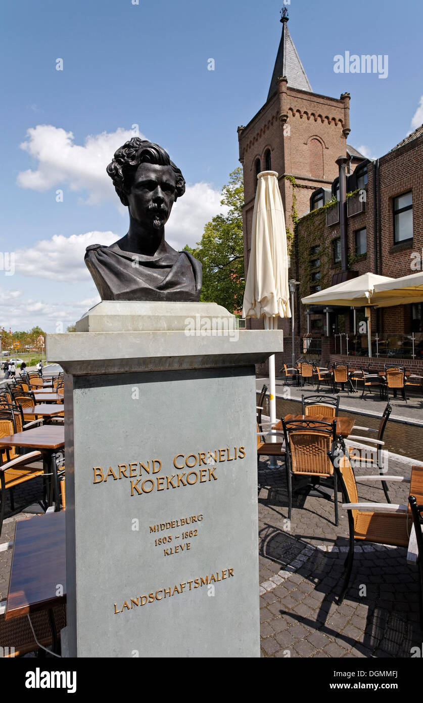 Monument à la peintre de paysages B.C. Koekkoek, Koekkoekplatz square, Kleve, région Niederrhein, Rhénanie du Nord-Westphalie Banque D'Images