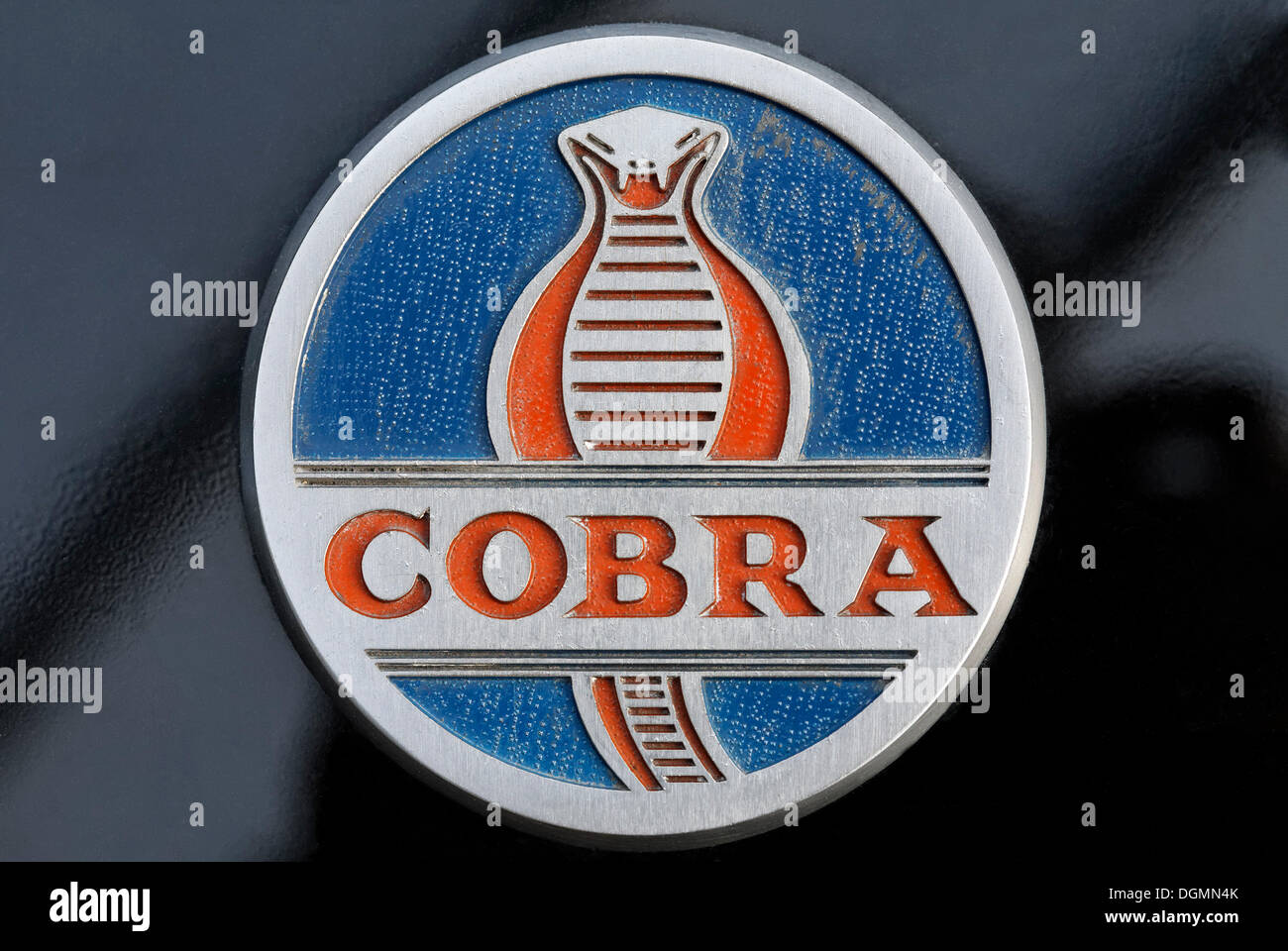 AC Cobra-symbole, le logo avec l'image d'un cobra, la voiture d'époque des années 60, Banque D'Images