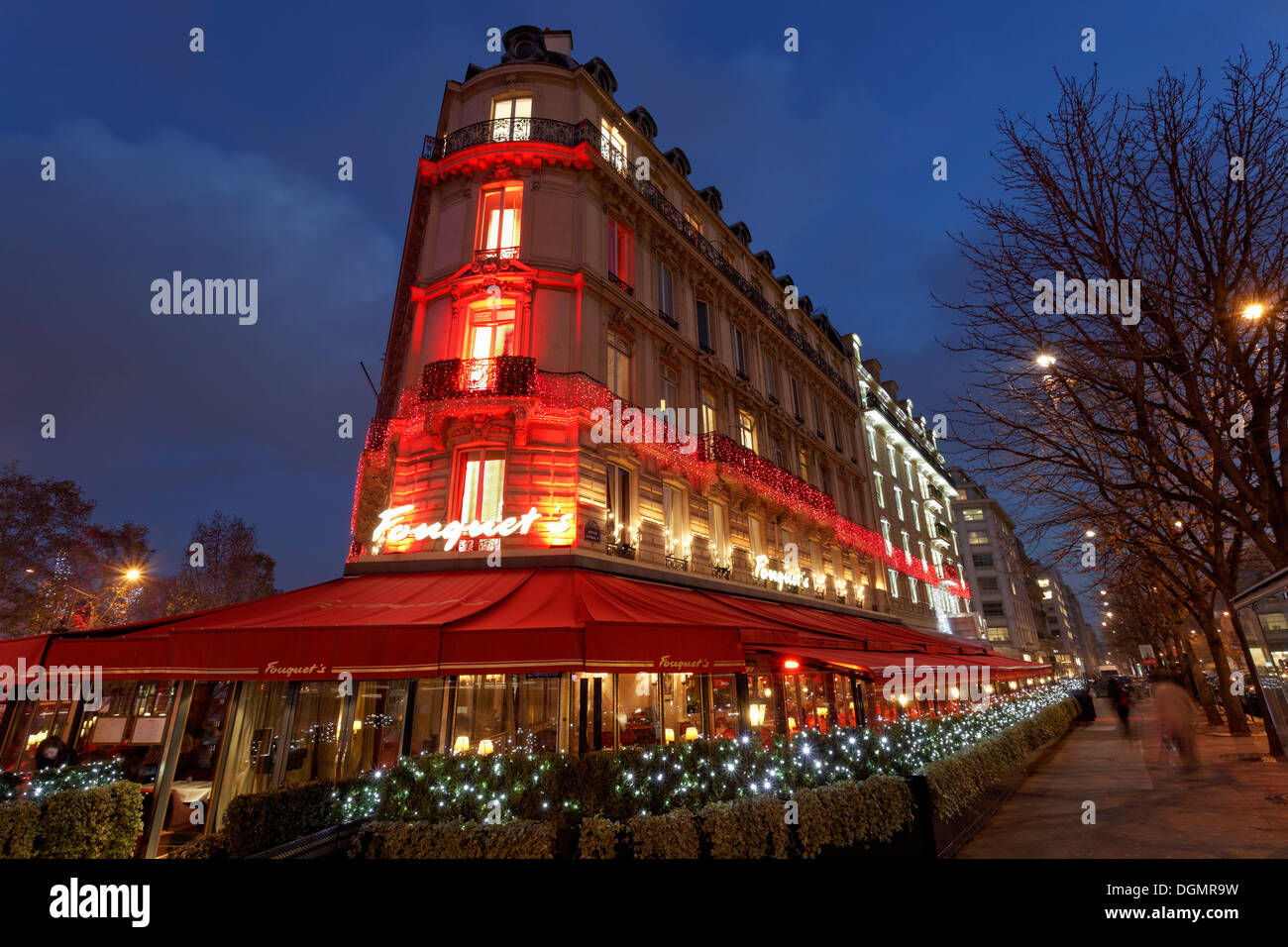 Fouquet's, un restaurant de luxe, avenue des Champs Elysées rue, 8ème arrondissement, Paris, Ile-de-france, france Banque D'Images