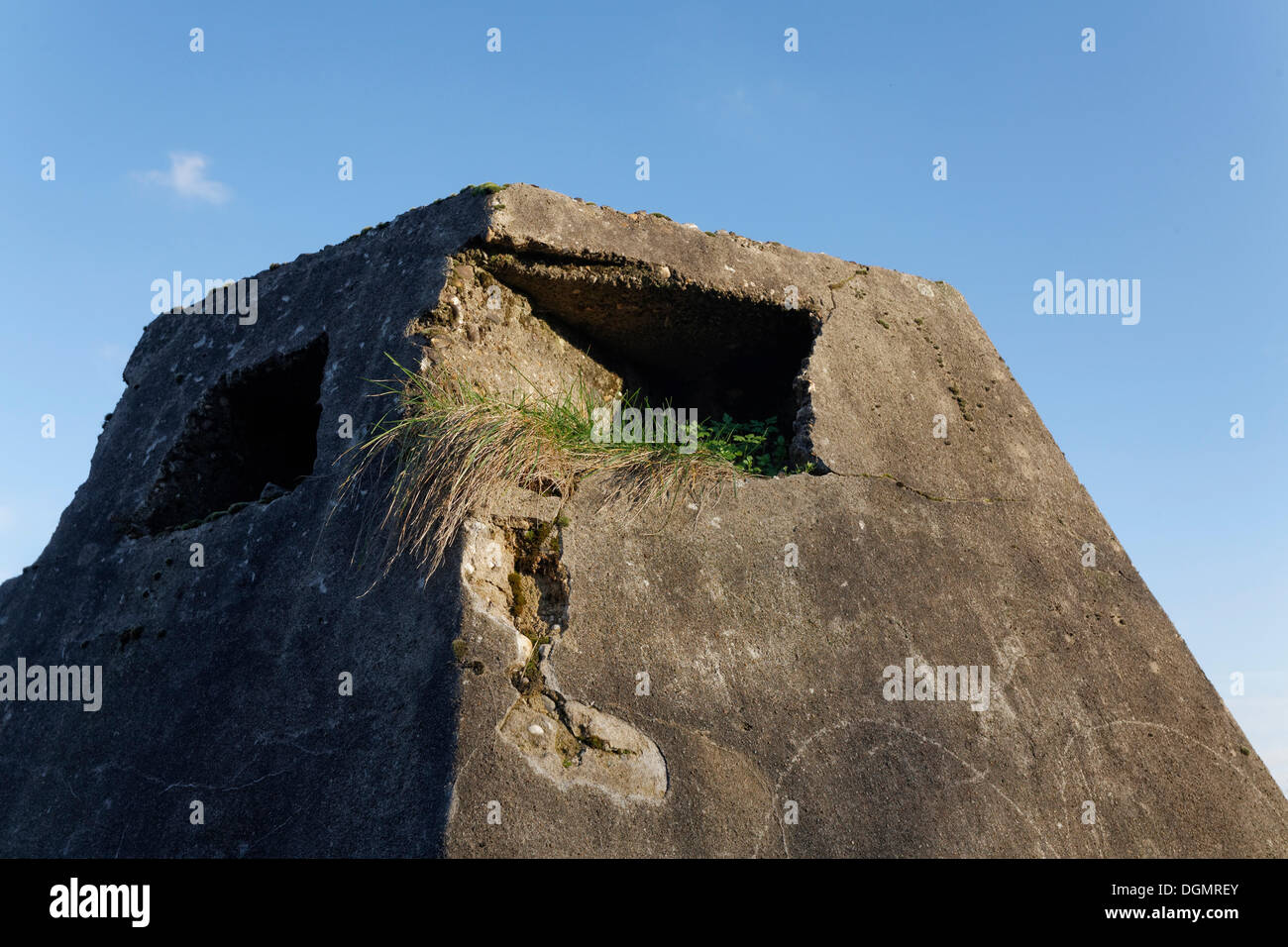 Bunker avec loop-trou ou fente, à partir de la 2ème Guerre Mondiale, Uerdingen, Krefeld, Rhénanie du Nord-Westphalie, Allemagne Banque D'Images