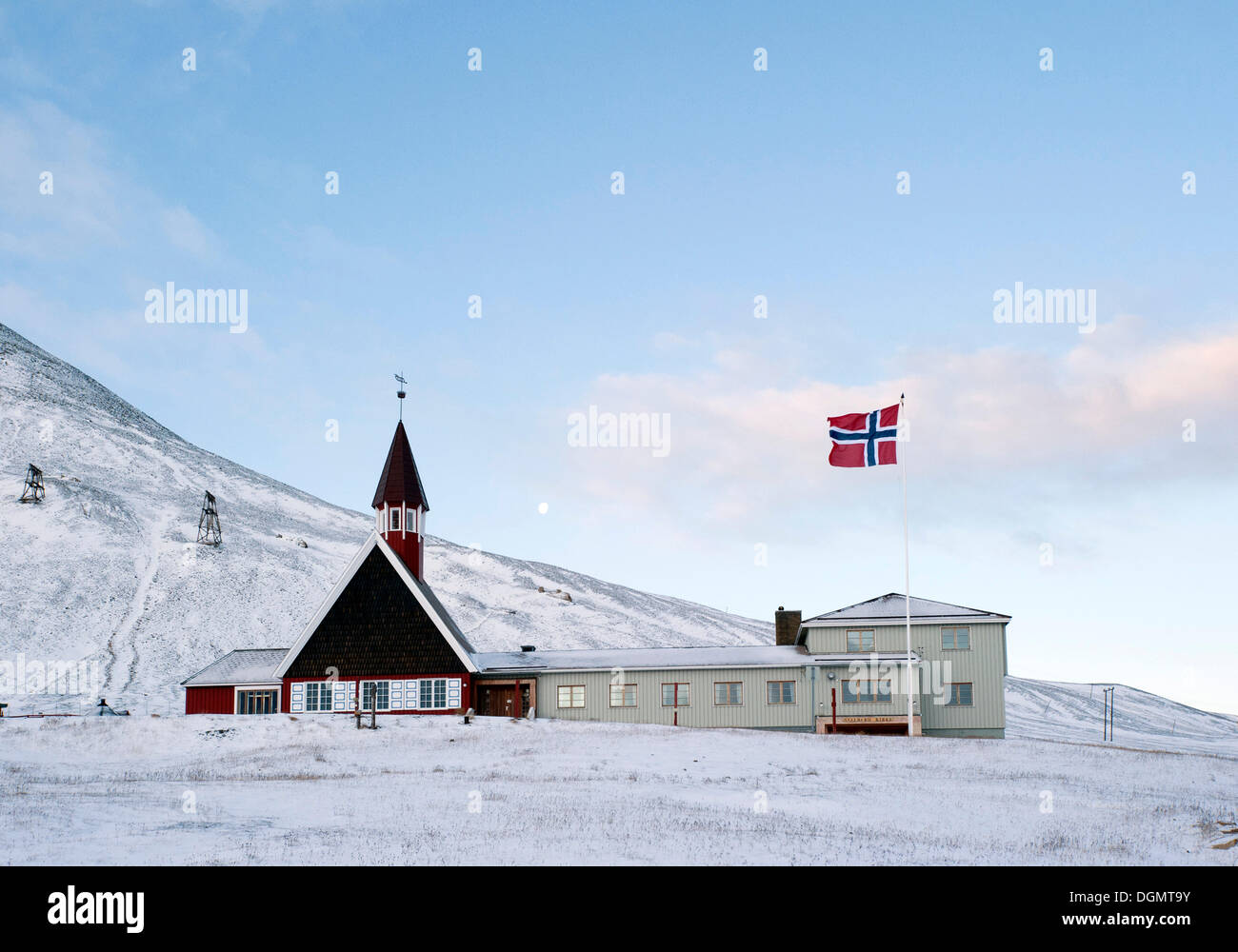 Église de Longyearbyen, Longyearbyen, l'île de Spitsbergen, Svalbard, archipel de Svalbard et Jan Mayen (Norvège) Banque D'Images