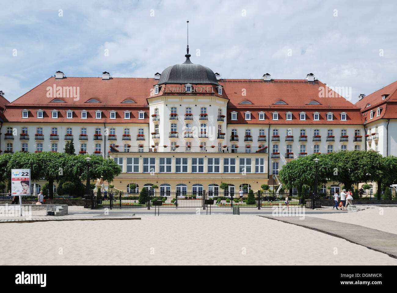 Grand Hotel sur la plage du centre de Sopot en Pologne. Banque D'Images