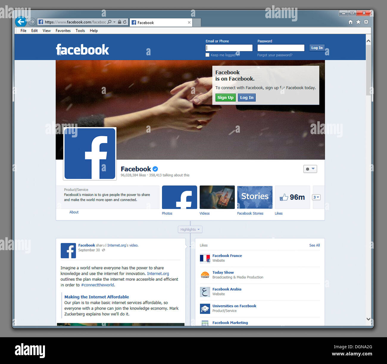 Site Web de réseautage social Facebook. Banque D'Images