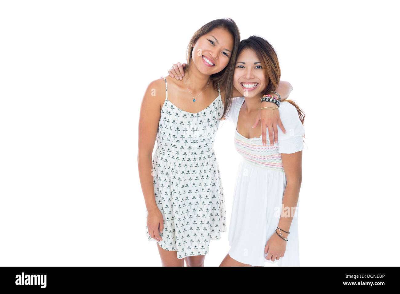 Deux cute Asian women posing for the camera Banque D'Images