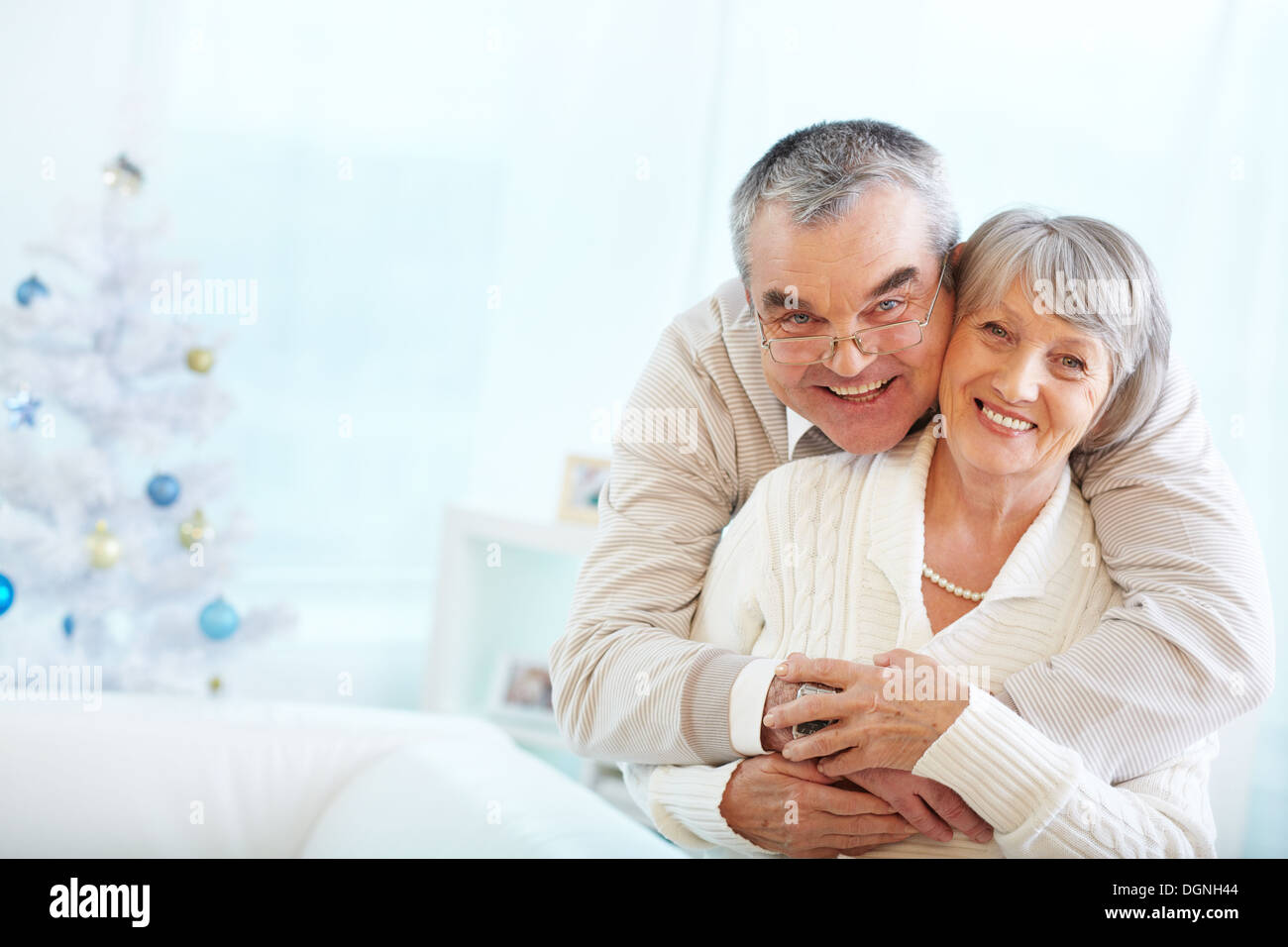 Portrait of a happy senior couple looking at camera Banque D'Images