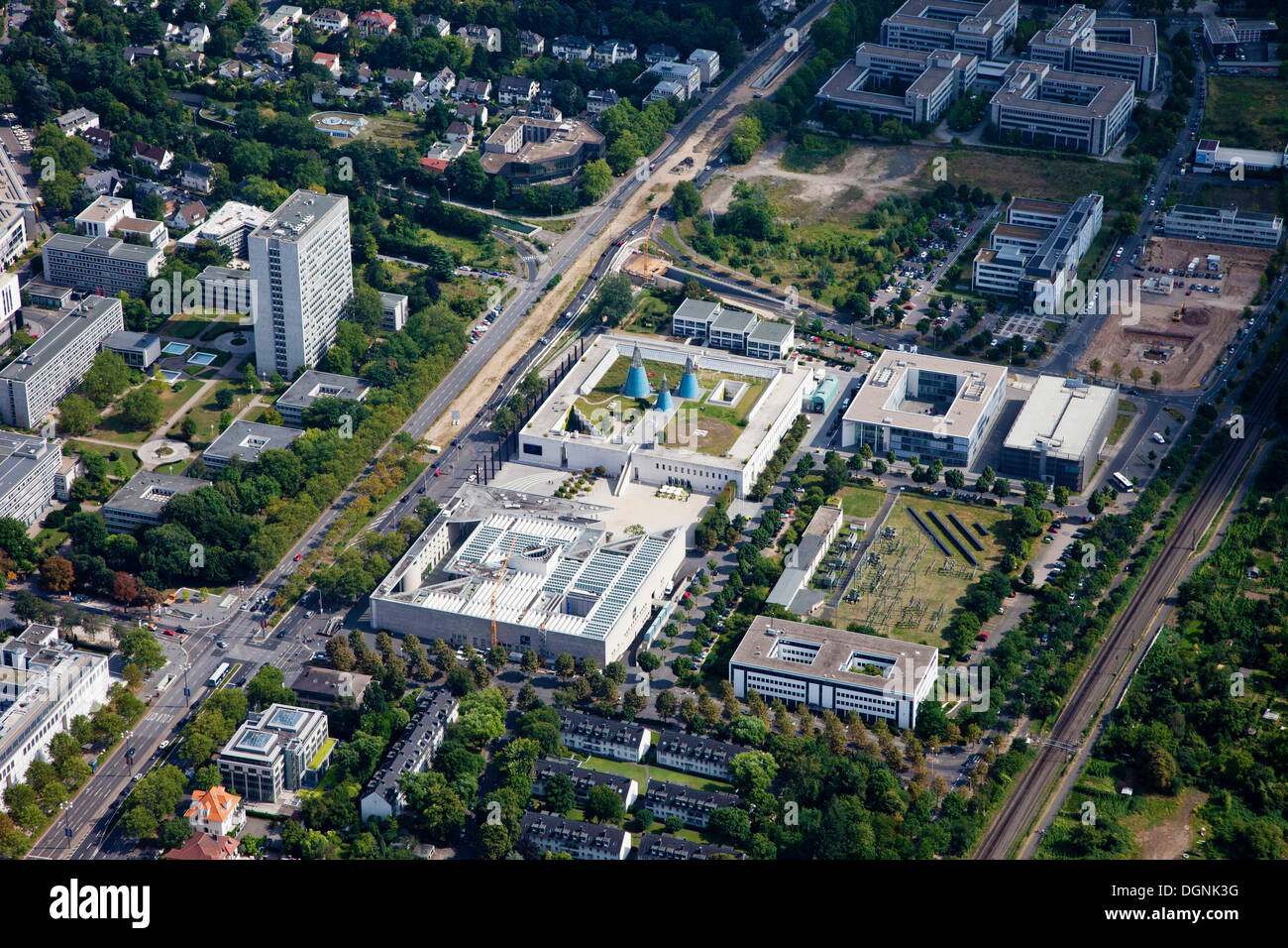 Vue aérienne, Bonn, Bonn, Musée d'Art Moderne et Ausstellungshalle hall d'exposition, la région Rhénanie du Nord - Westphalie, Banque D'Images