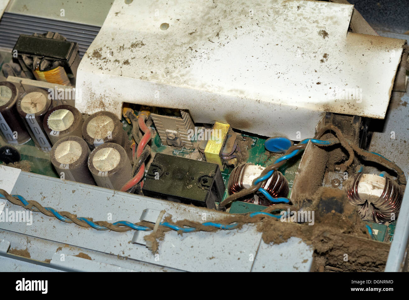 Vieux, le processeur, la technologie, l'organe, la poussière, la poussière, l'équipement, de l'industrie, résistance, câble, puce, circuit, libre, connexion, cp Banque D'Images