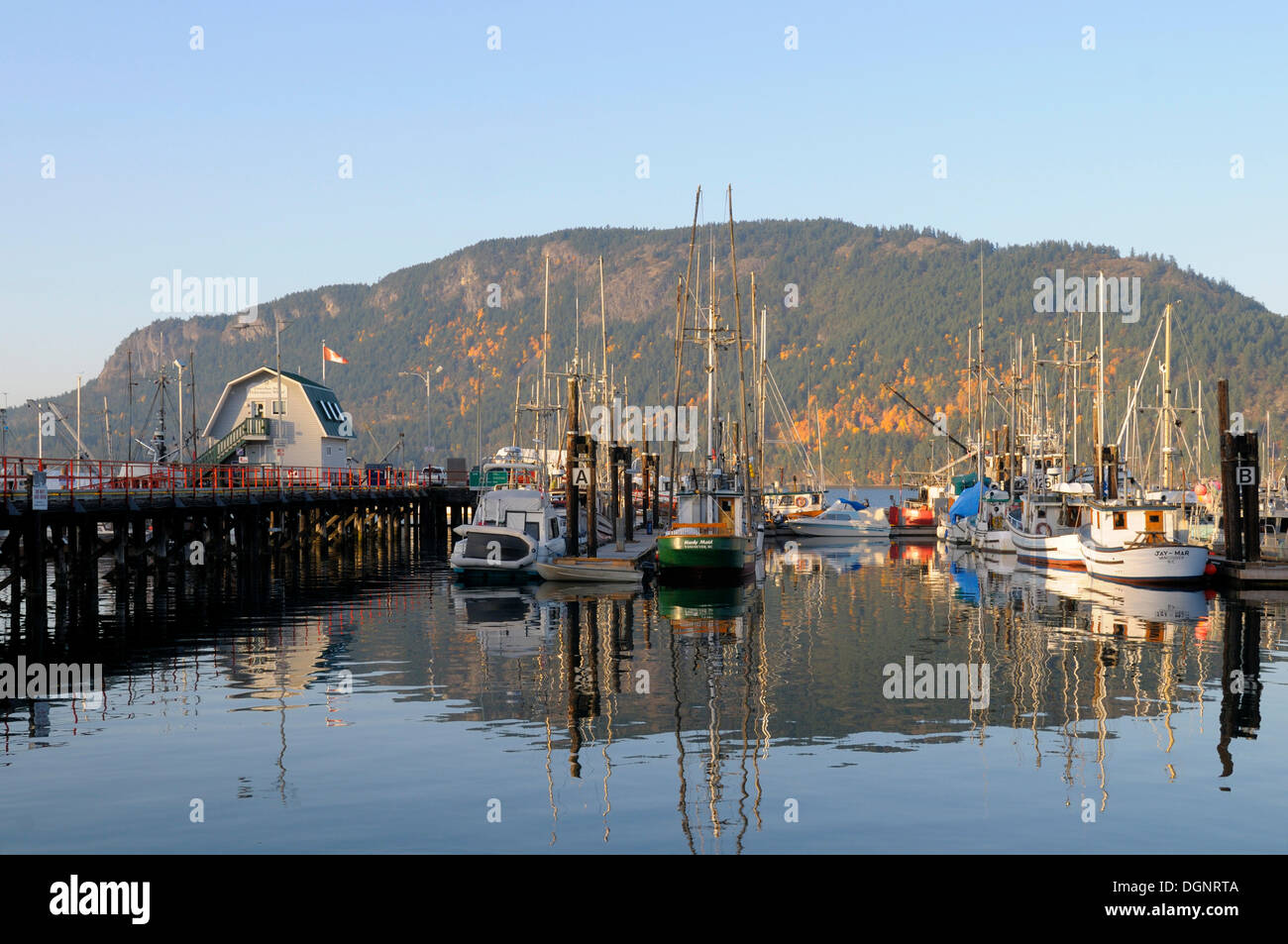 Cowichan Bay Marina, Cowichan Bay, île de Vancouver, Colombie-Britannique, Canada Banque D'Images