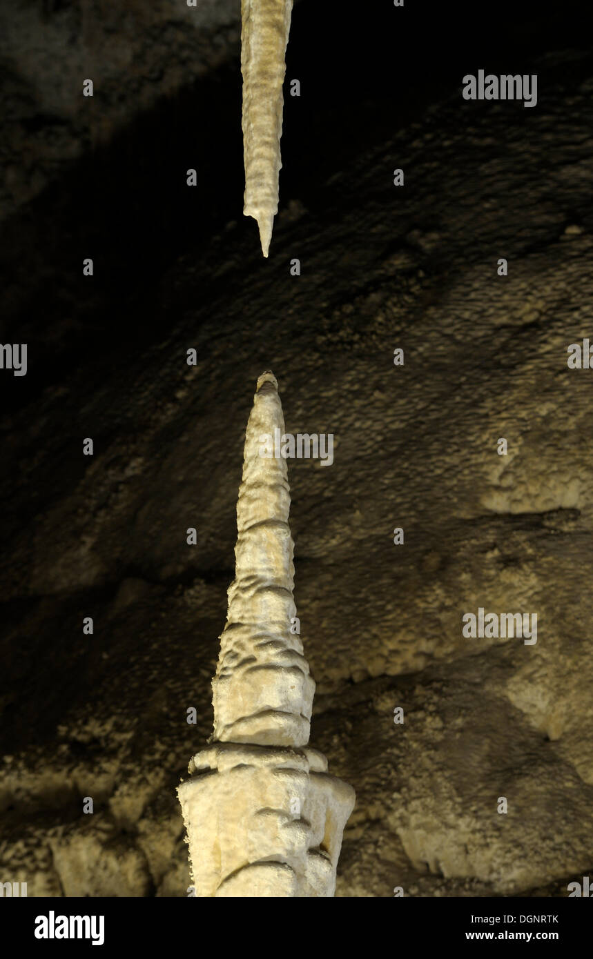 Chinese Theatre, stalagmite et stalactite, grande salle, Carlsbad Caverns National Park, New Mexico, USA Banque D'Images