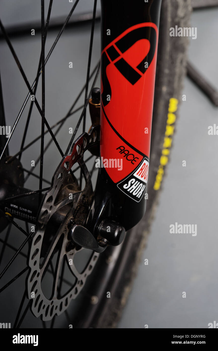 Fourche avant du vtt Banque D'Images