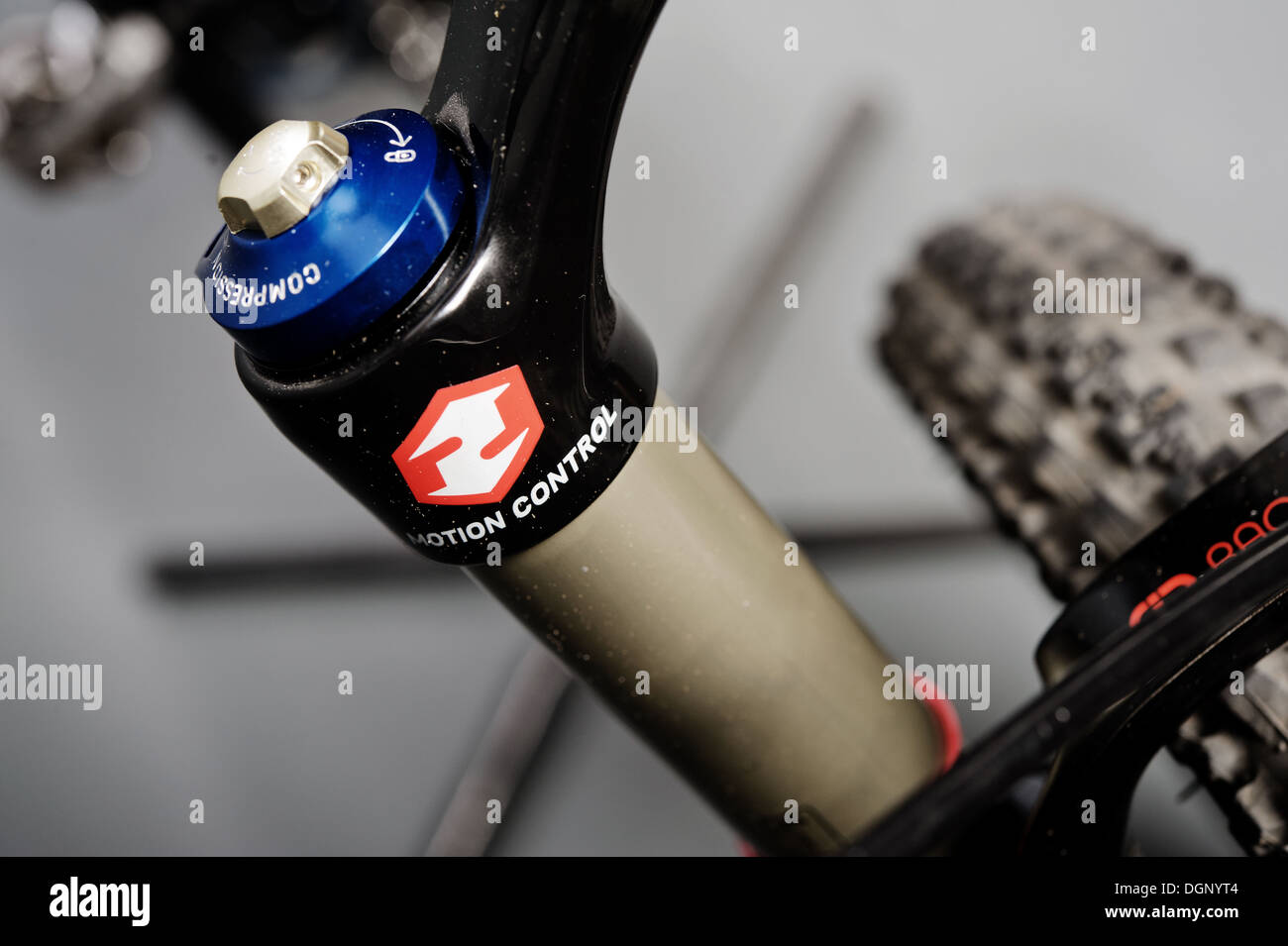 Fourche avant du vtt Banque D'Images