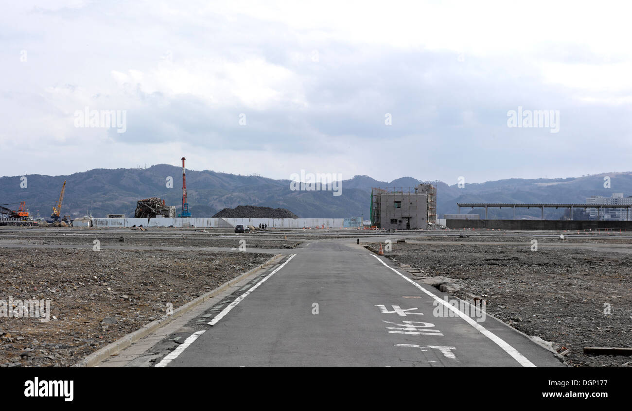 Le Japon après la tempête - résumés dans Minamisanriku, Minamisanriku, au Japon. Architecte : na, 2013. Panorama Minamisanriku. Banque D'Images