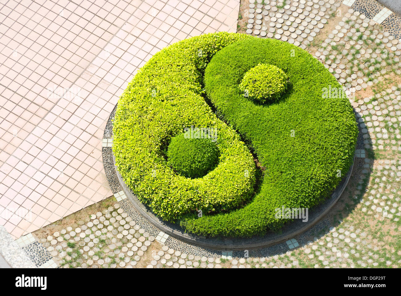 Taijitu, symbole Yin Yang, faites d'arbustes, la culture traditionnelle chinoise Banque D'Images