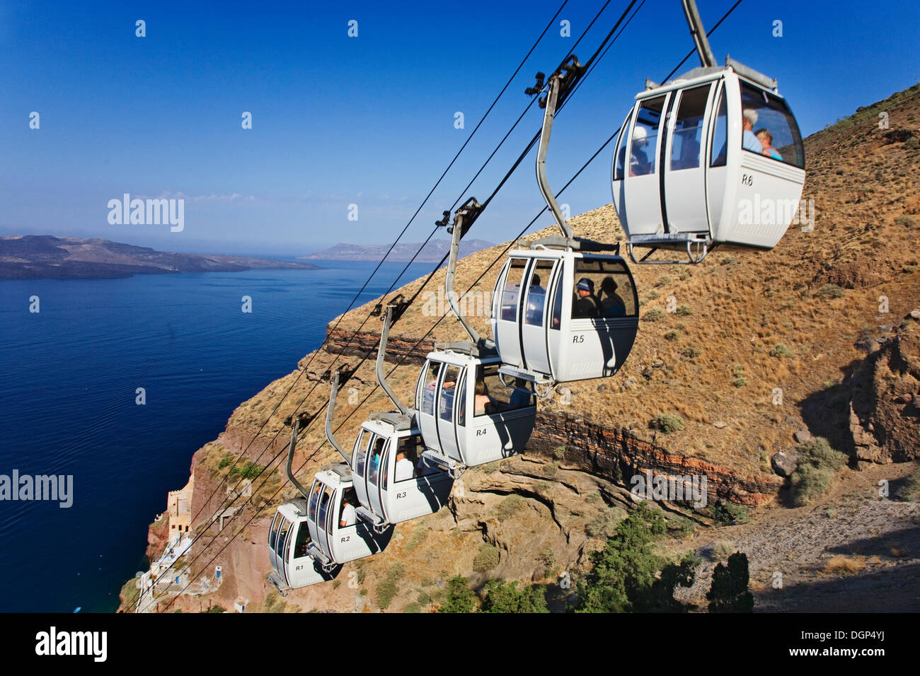 Téléphérique pour le dock de Fira, Santorini, Cyclades, Grèce, Europe Banque D'Images