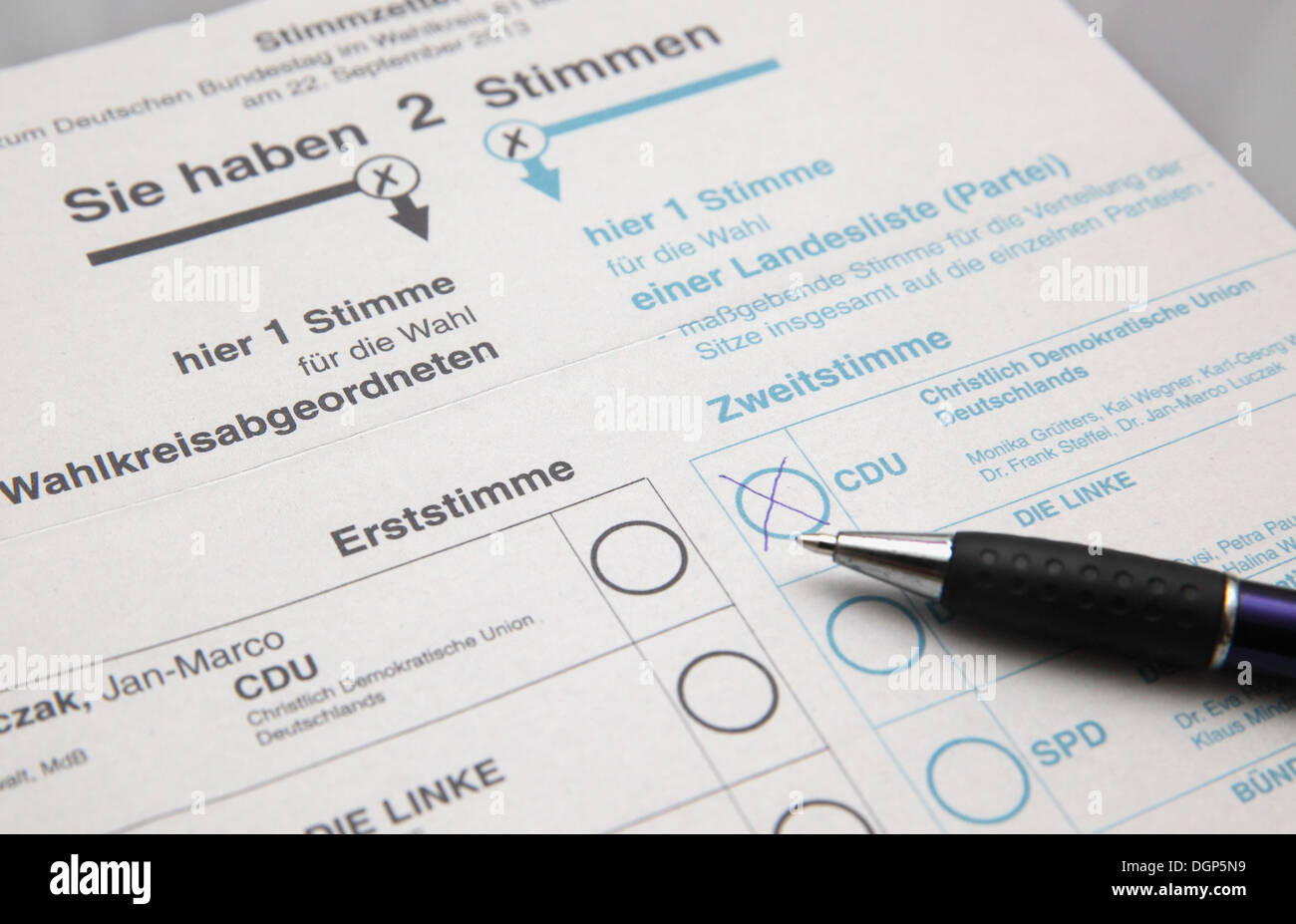 Berlin, Allemagne, les bulletins de vote pour les élections parlementaires en 2013 Banque D'Images