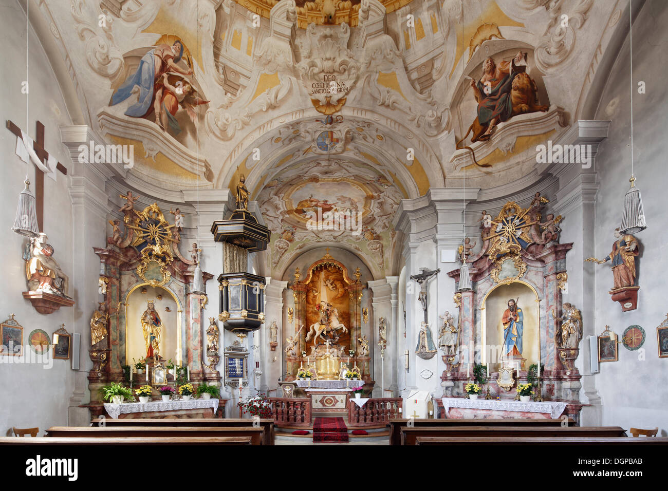 L'Église catholique de St Georg, à Bichl, Haute-Bavière, Bavière Banque D'Images
