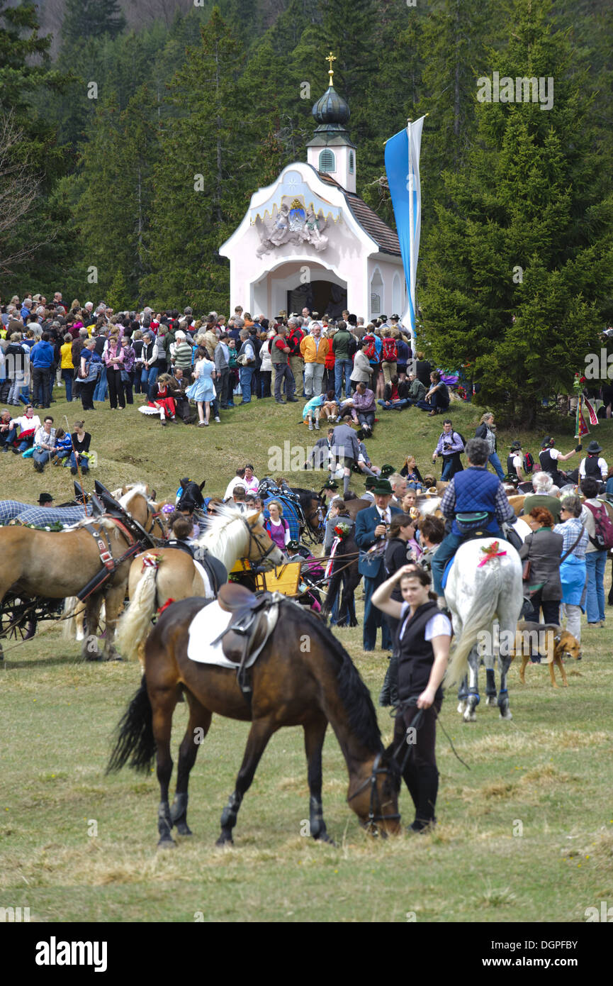 Procession catholique sur le cheval en Bavière Banque D'Images