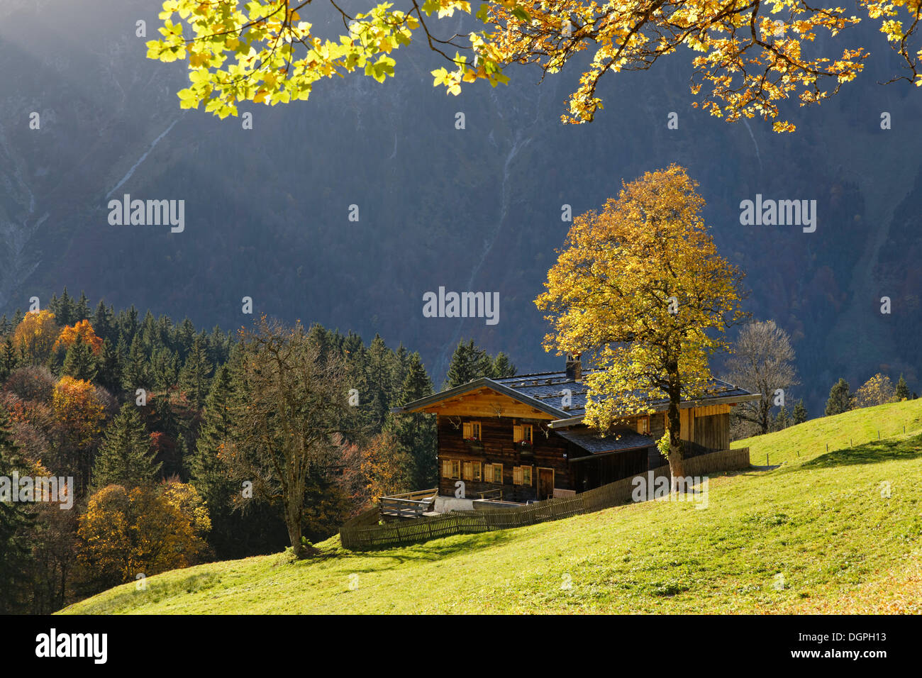 Gerstruben en automne, Alpes, Oberstdorf Allgaeu, Oberallgäu, Allgäu, souabe, Bavière, Allemagne Banque D'Images