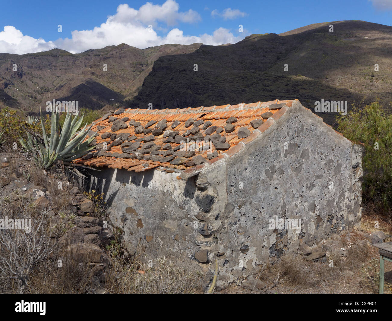 Maison traditionnelle en pierre, Barranco de Erque, Vallehermoso, La Gomera, Vallehermoso, La Gomera, Canary Islands, Spain Banque D'Images