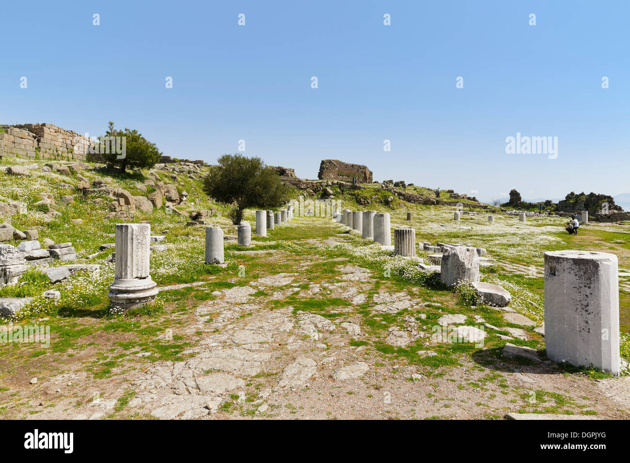 Sanctuaire d'Athéna, acropole, Pergamon, Manisa (Province, Région de l'Egée, la Turquie Banque D'Images