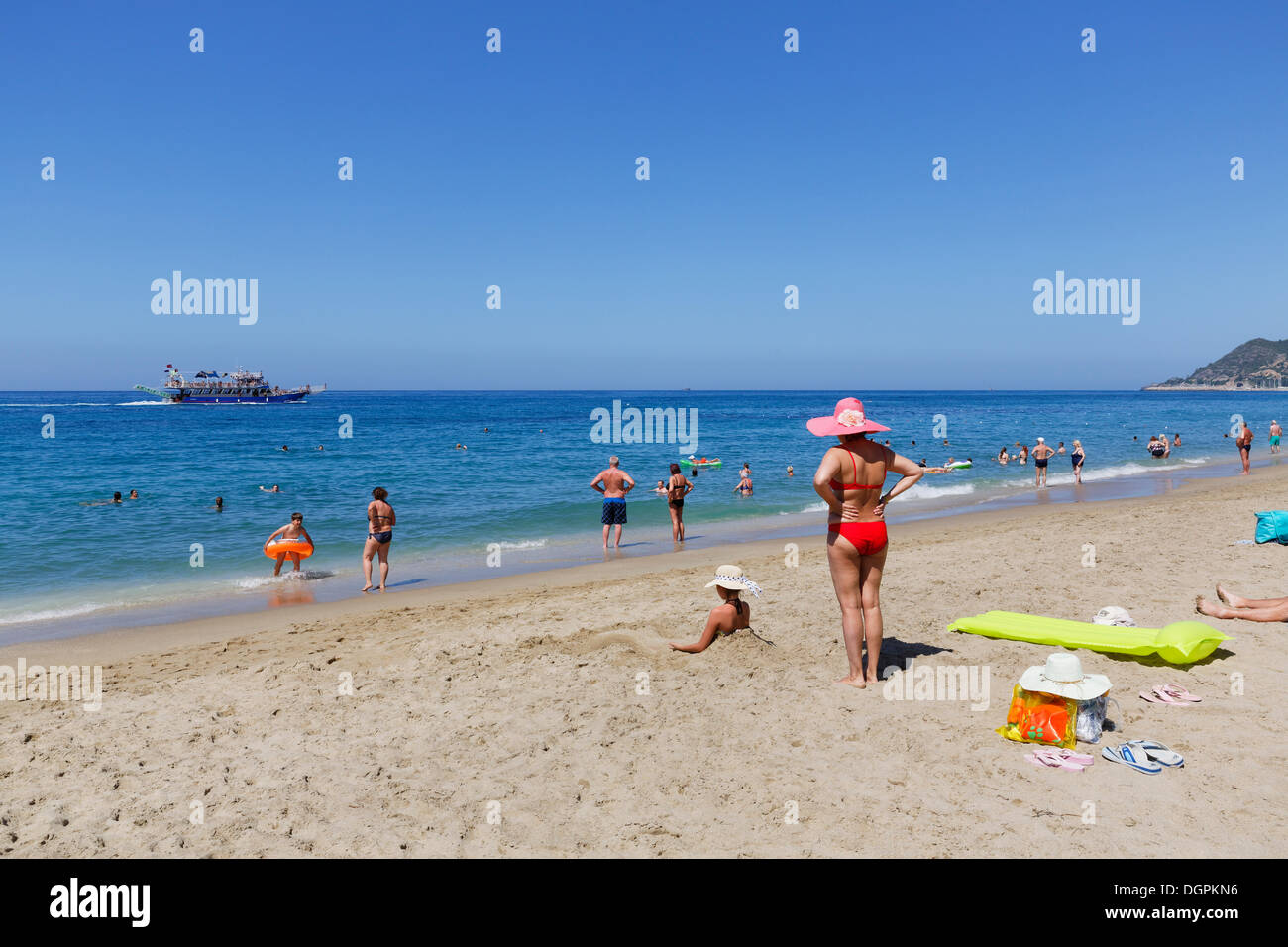 Plage de Cléopâtre, Alanya, Turkish Riviera, Antalya Province, Région Méditerranéenne, Turquie Banque D'Images