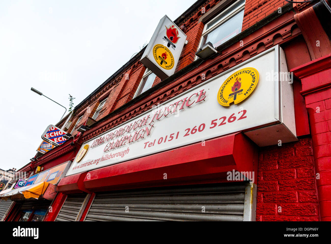 Office de Tourisme de la Hillsborough Justice Campagne, Walton Breck Road, Liverpool, Royaume-Uni Banque D'Images