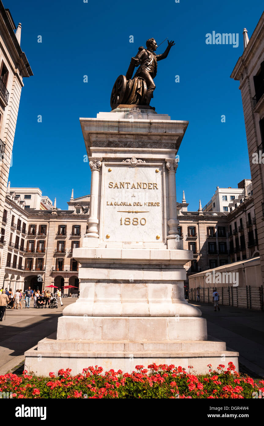 Estatua de Pedro Velarde, Santander, España Banque D'Images