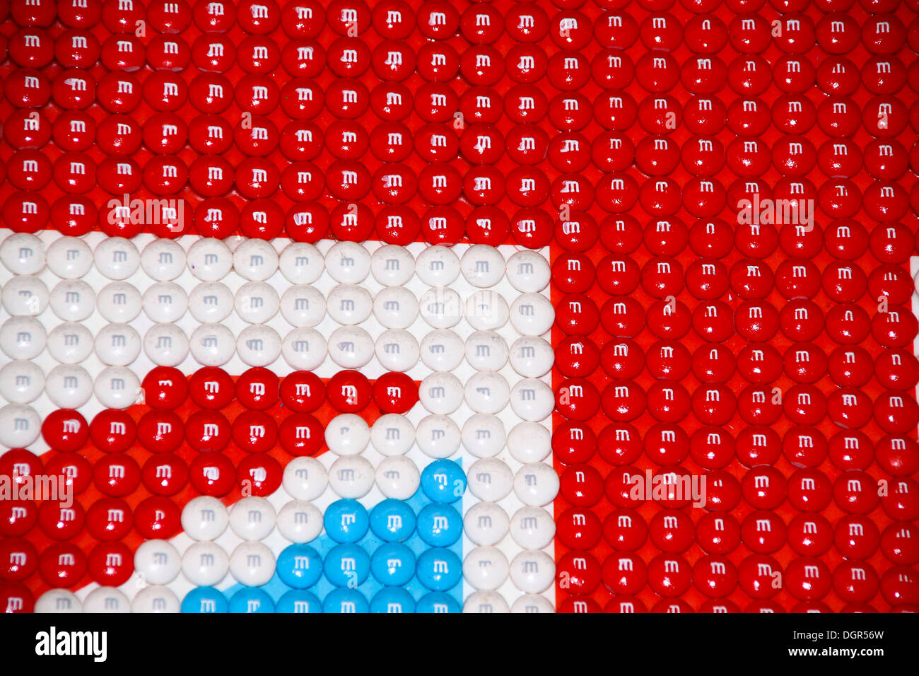 Détail de l'Union Jack flaf mosaic fait de bonbons M&M Banque D'Images