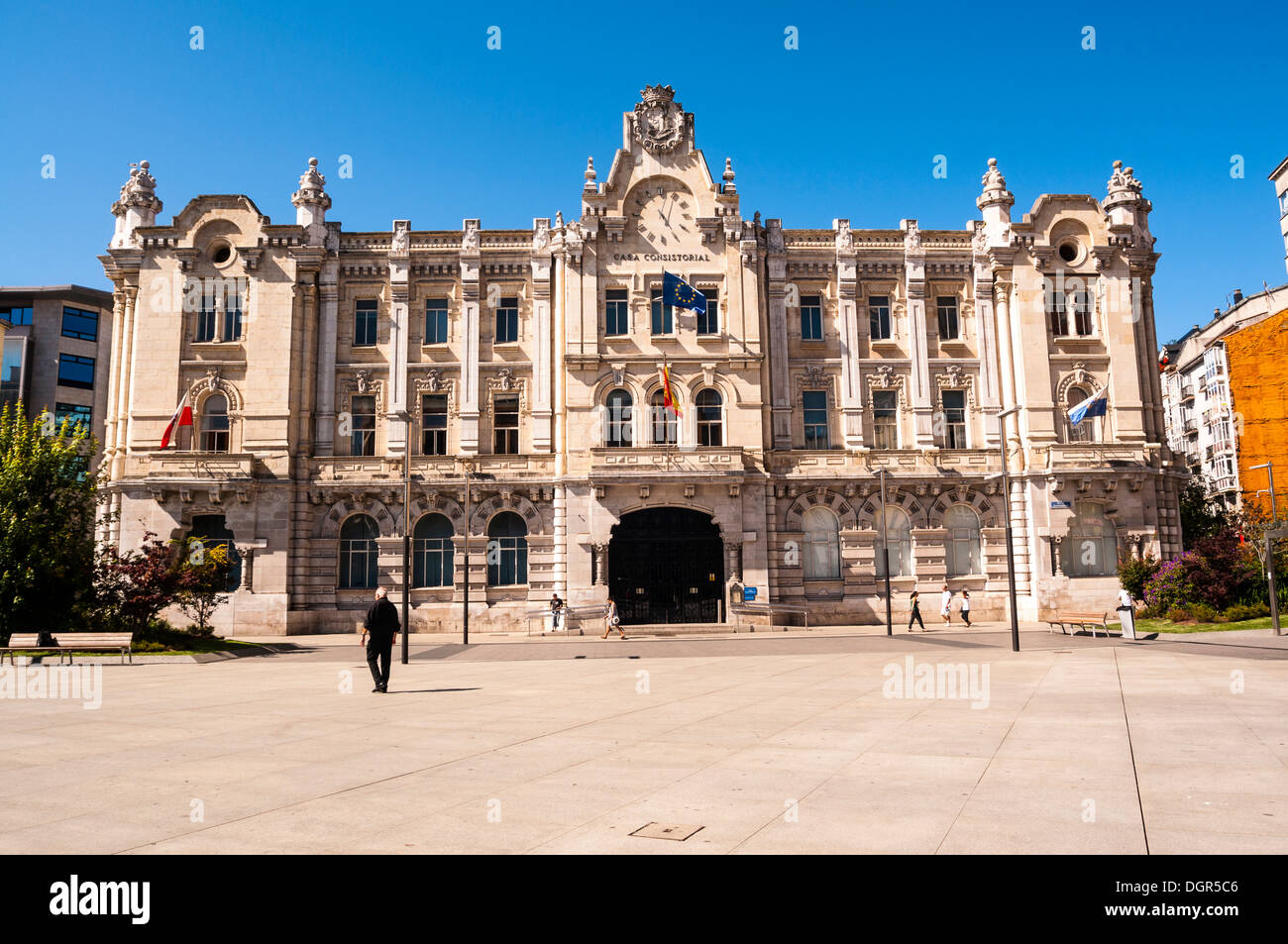 Plaza del Ayuntamiento y Casa Consistorial, Santander, España Banque D'Images