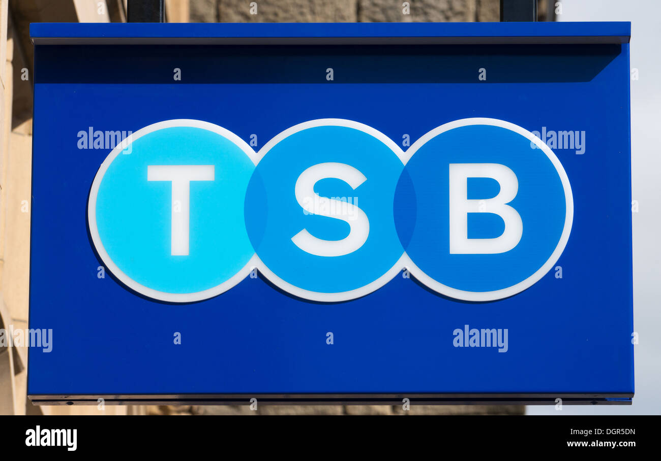 Banque d'épargne de syndic signe DU BST Otley, Yorkshire, Angleterre, Royaume-Uni Banque D'Images