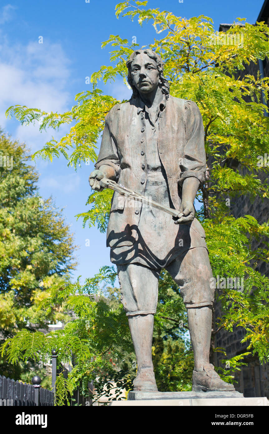 Statue de bronze de l'ébéniste Thomas Chippendale célèbre sculpteur par Graham Ibbeson, Otley, Yorkshire, Angleterre, Royaume-Uni Banque D'Images