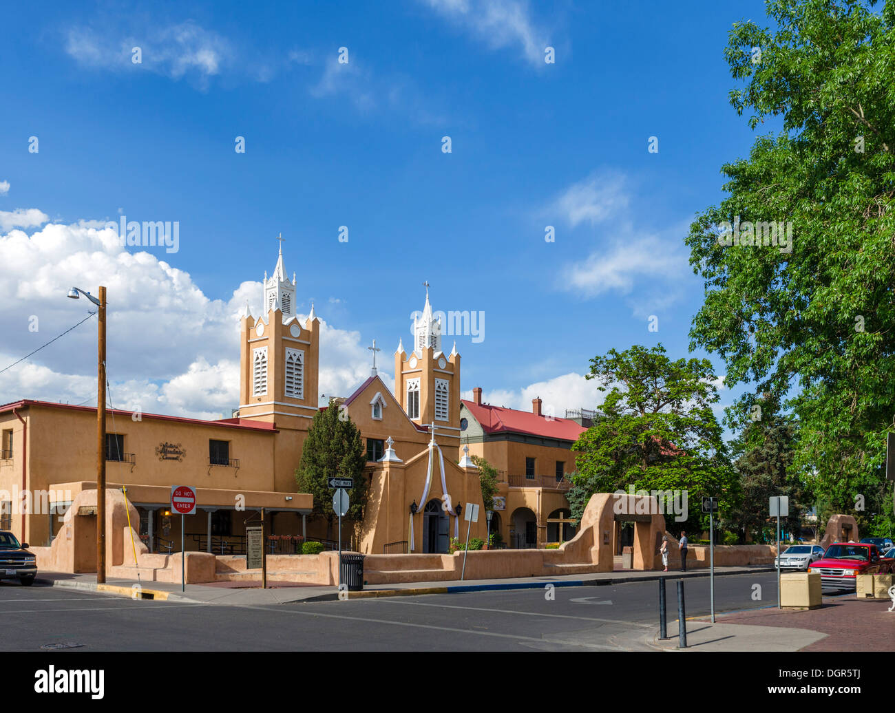 L'église San Felipe de Neri, Old Town Plaza, Old Town, Albuquerque, New Mexico, USA Banque D'Images